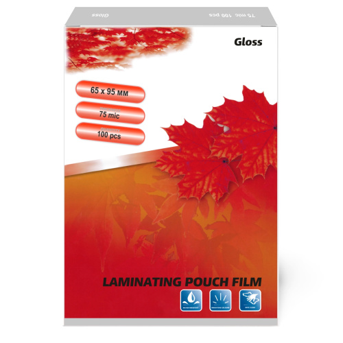 Пакетная пленка для ламинирования, глянцевая, 65x95мм, 75мкм, LF